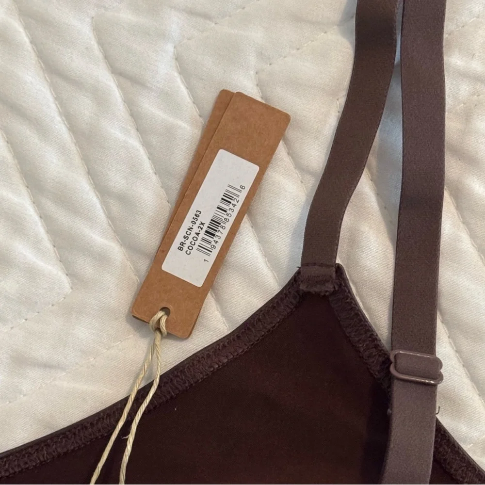 Skims Wet Jersey Scoop Bralette Cocoa Brown 2XL NEW WITH TAGS - Picture 5 of 8